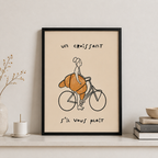 Croissant Bicycle Canvas Wall Art Aura Canvas
