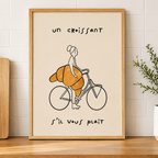 Croissant Bicycle Canvas Wall Art Aura Canvas