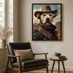 Custom Cowboy Dog Portrait Canvas Aura Canvas