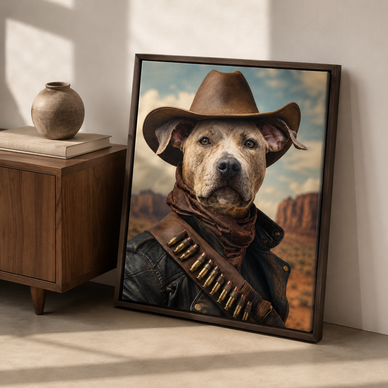 Custom Cowboy Dog Portrait Canvas Aura Canvas