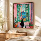 Black Cat Window Canvas Wall Art Aura Canvas