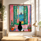 Black Cat Window Canvas Wall Art Aura Canvas