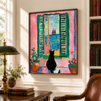 Black Cat Window Canvas Wall Art Aura Canvas