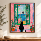 Black Cat Window Canvas Wall Art Aura Canvas