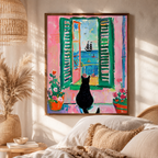 Black Cat Window Canvas Wall Art Aura Canvas
