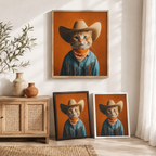 Custom Cowboy Cat Portrait Canvas Aura Canvas