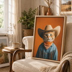 Custom Cowboy Cat Portrait Canvas Aura Canvas