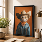 Custom Cowboy Cat Portrait Canvas Aura Canvas