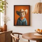 Custom Cowboy Cat Portrait Canvas Aura Canvas