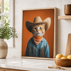 Custom Cowboy Cat Portrait Canvas Aura Canvas