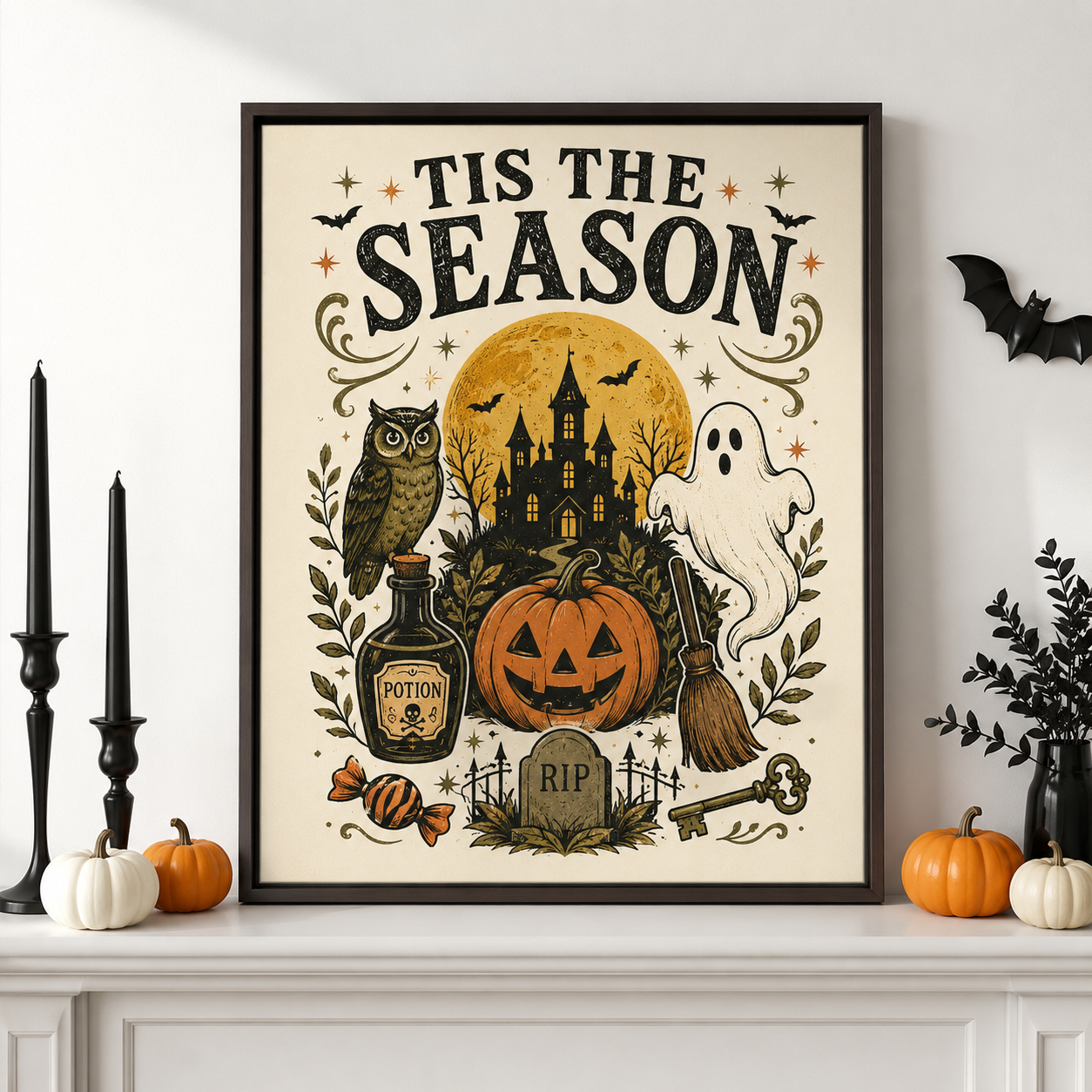 Tis The Season Halloween Canvas Wall Art Aura Canvas