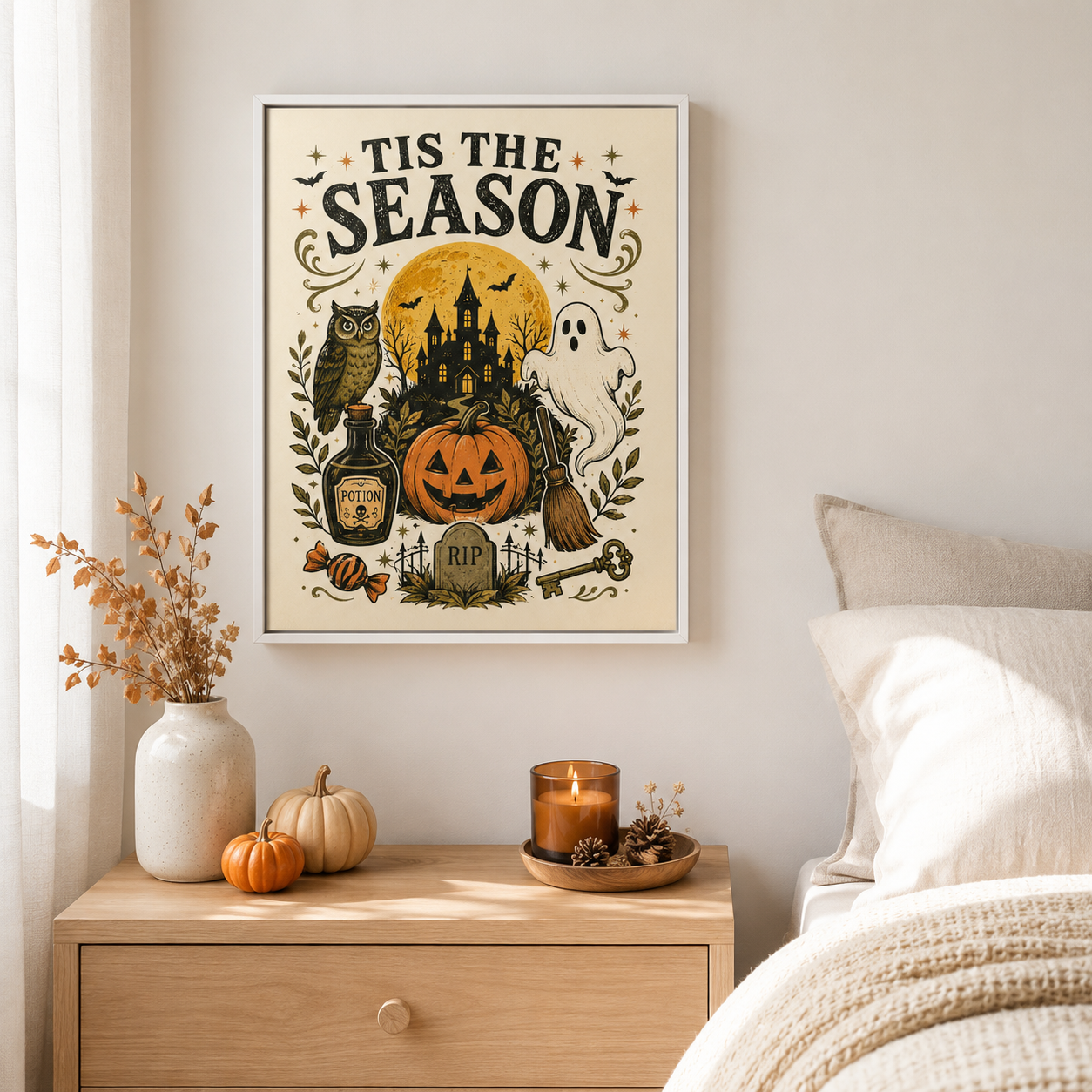 Tis The Season Halloween Canvas Wall Art Aura Canvas