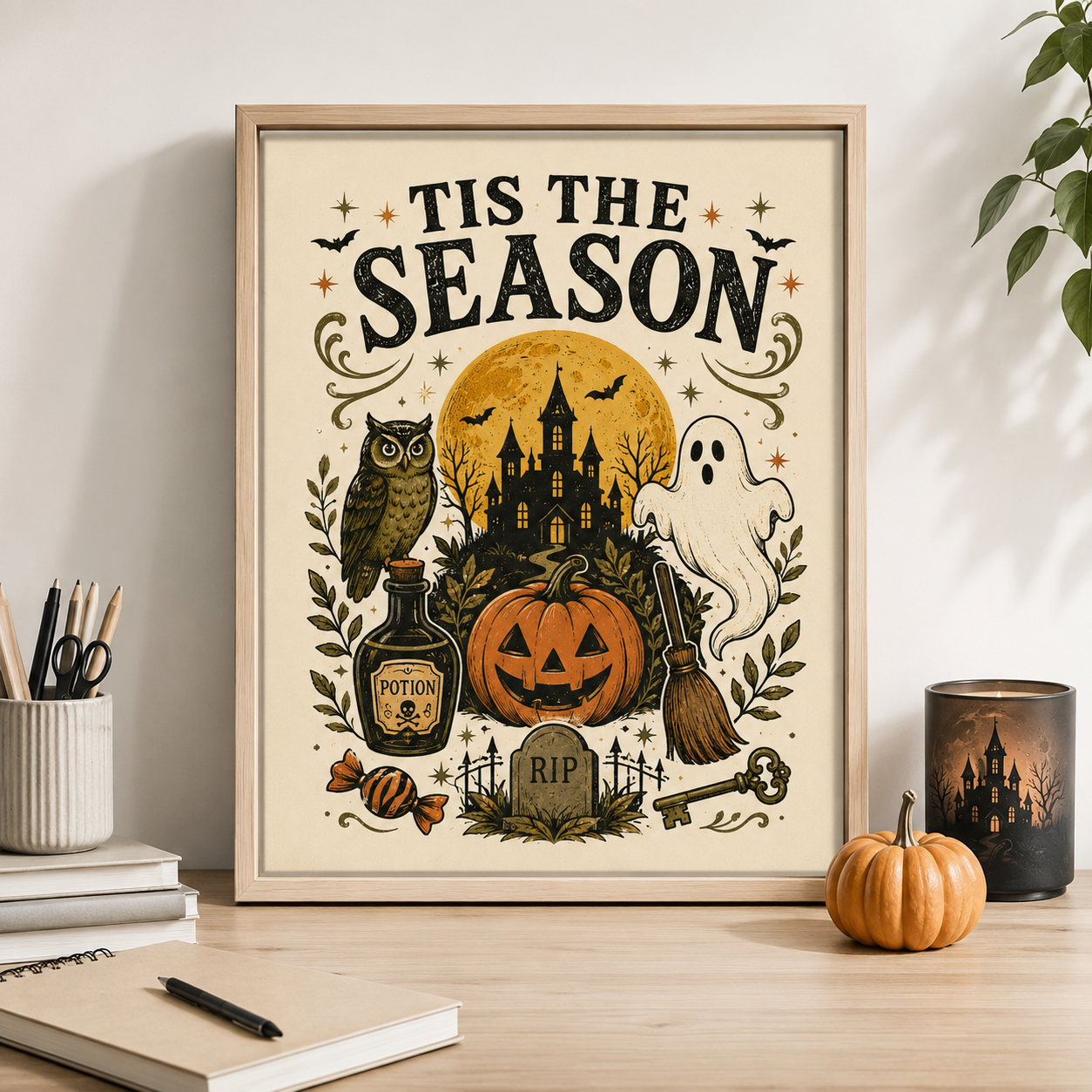 Tis The Season Halloween Canvas Wall Art Aura Canvas