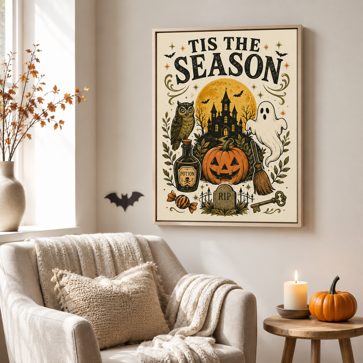 Tis The Season Halloween Canvas Wall Art Aura Canvas