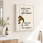 Funny Dog Bathroom Canvas Wall Art Aura Canvas