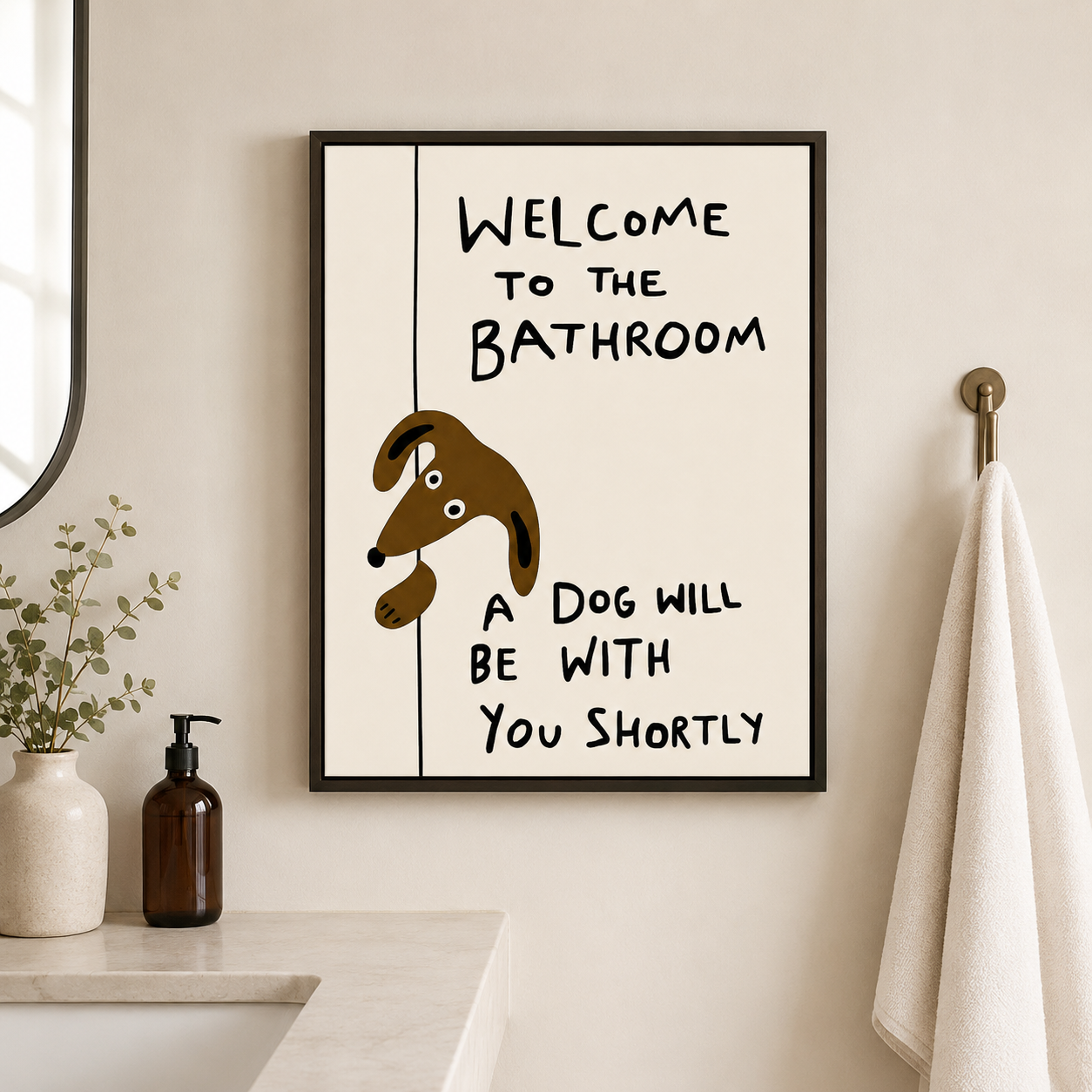 Funny Dog Bathroom Canvas Wall Art Aura Canvas