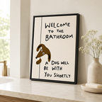Funny Dog Bathroom Canvas Wall Art Aura Canvas