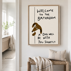 Funny Dog Bathroom Canvas Wall Art Aura Canvas