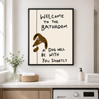 Funny Dog Bathroom Canvas Wall Art Aura Canvas