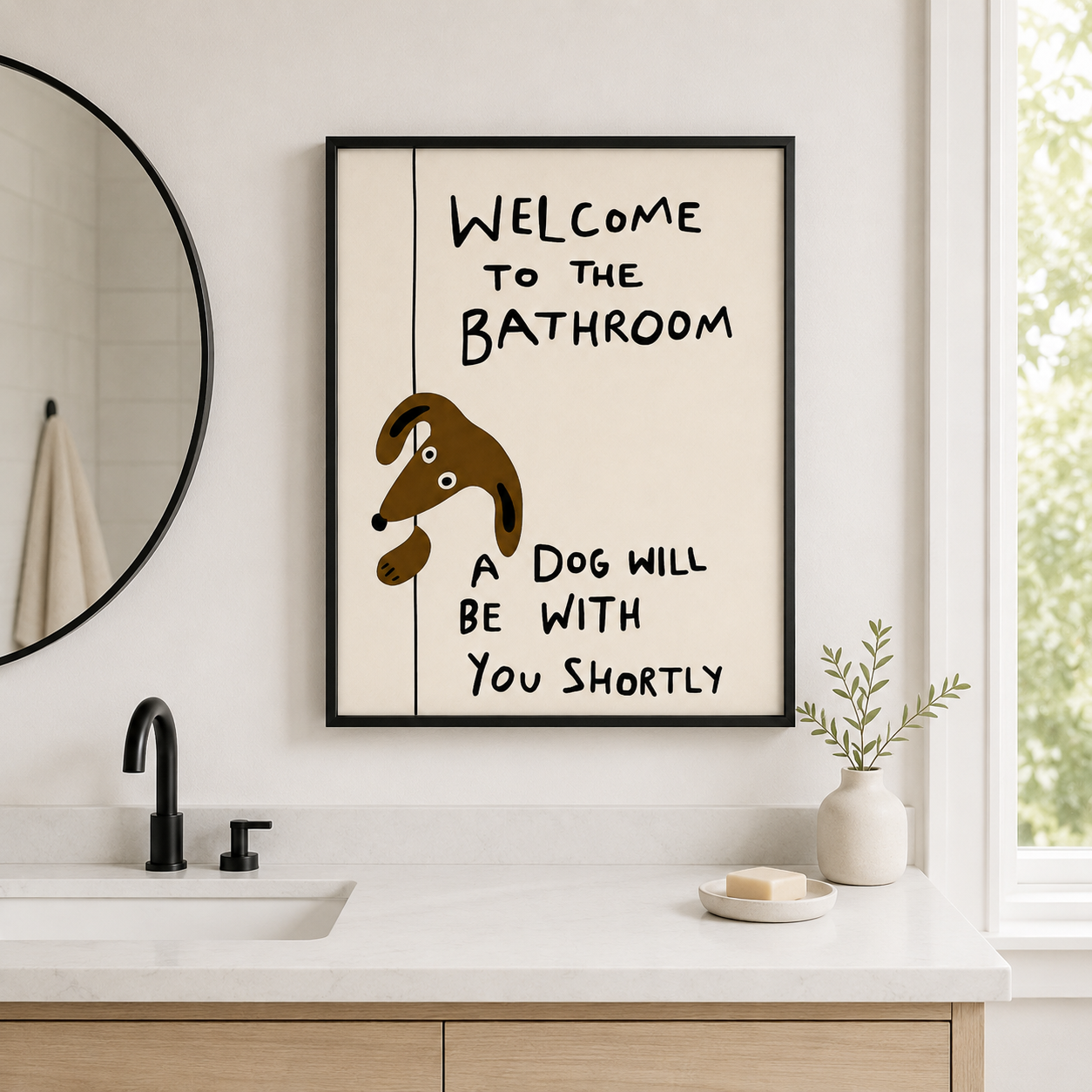 Funny Dog Bathroom Canvas Wall Art Aura Canvas