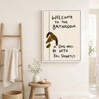 Funny Dog Bathroom Canvas Wall Art Aura Canvas