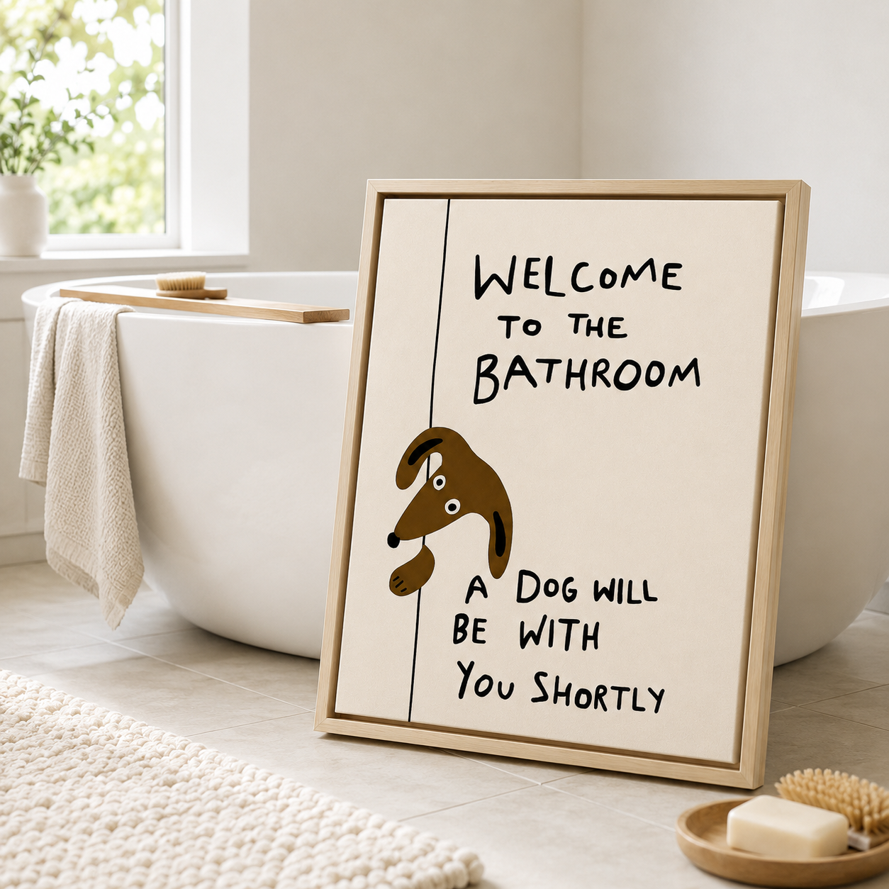 Funny Dog Bathroom Canvas Wall Art Aura Canvas