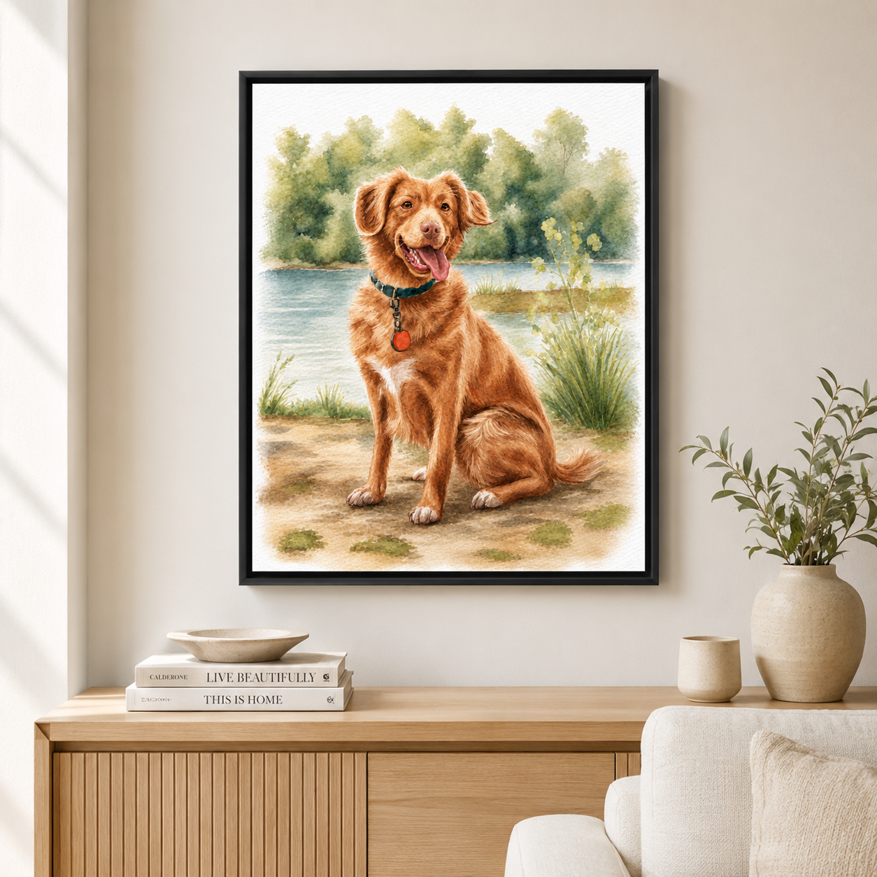 Watercolor Dog Canvas Wall Art Aura Canvas