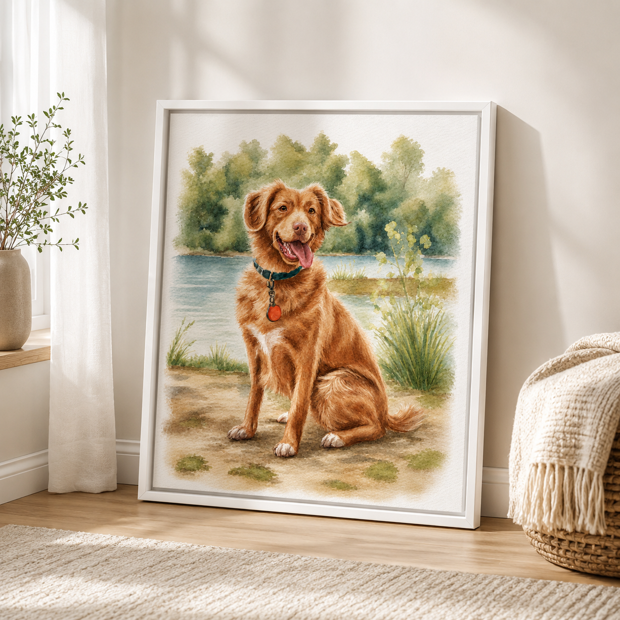 Watercolor Dog Canvas Wall Art Aura Canvas