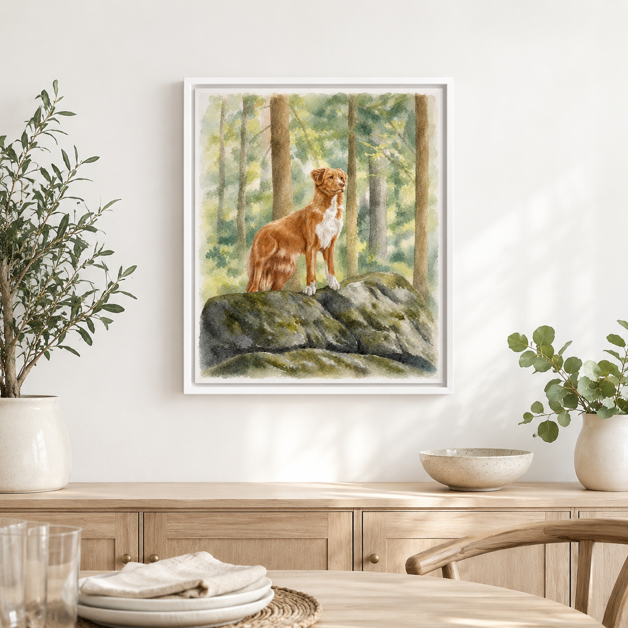 Watercolor Dog Canvas Wall Art Aura Canvas