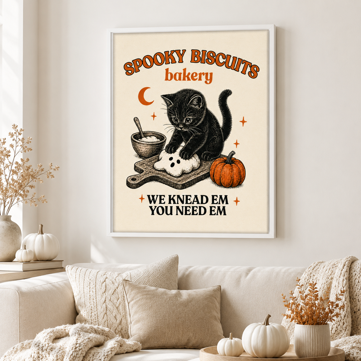Spooky Biscuits Cat Canvas Wall Art Aura Canvas