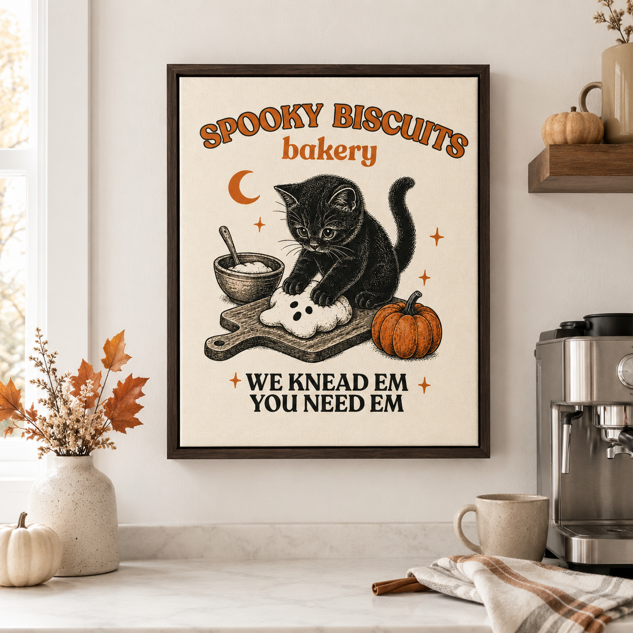 Spooky Biscuits Cat Canvas Wall Art Aura Canvas