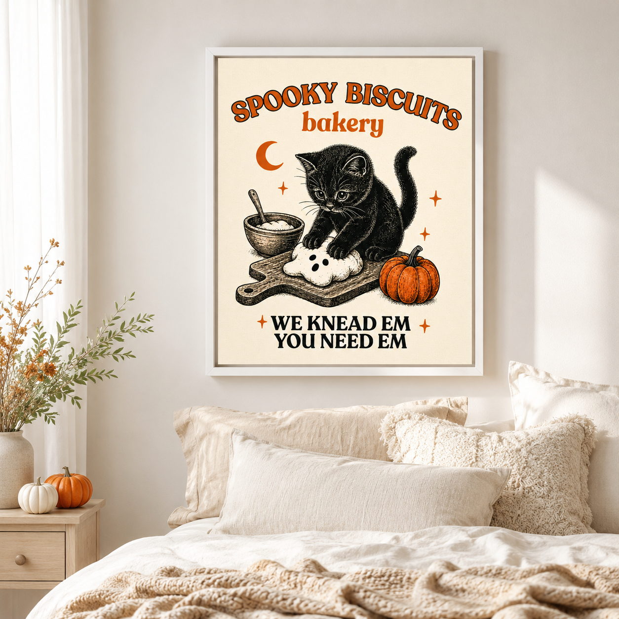 Spooky Biscuits Cat Canvas Wall Art Aura Canvas