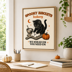 Spooky Biscuits Cat Canvas Wall Art Aura Canvas