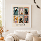 Vintage Halloween Stamp Canvas Wall Art Aura Canvas