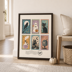 Vintage Halloween Stamp Canvas Wall Art Aura Canvas