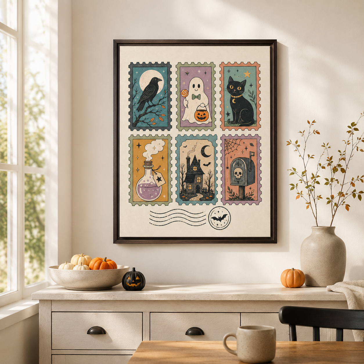 Vintage Halloween Stamp Canvas Wall Art Aura Canvas