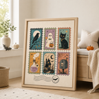 Vintage Halloween Stamp Canvas Wall Art Aura Canvas