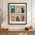 Vintage Halloween Stamp Canvas Wall Art Aura Canvas