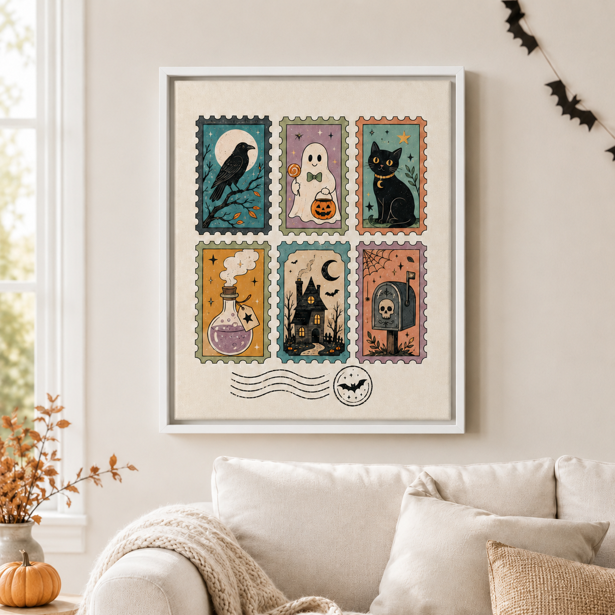 Vintage Halloween Stamp Canvas Wall Art Aura Canvas