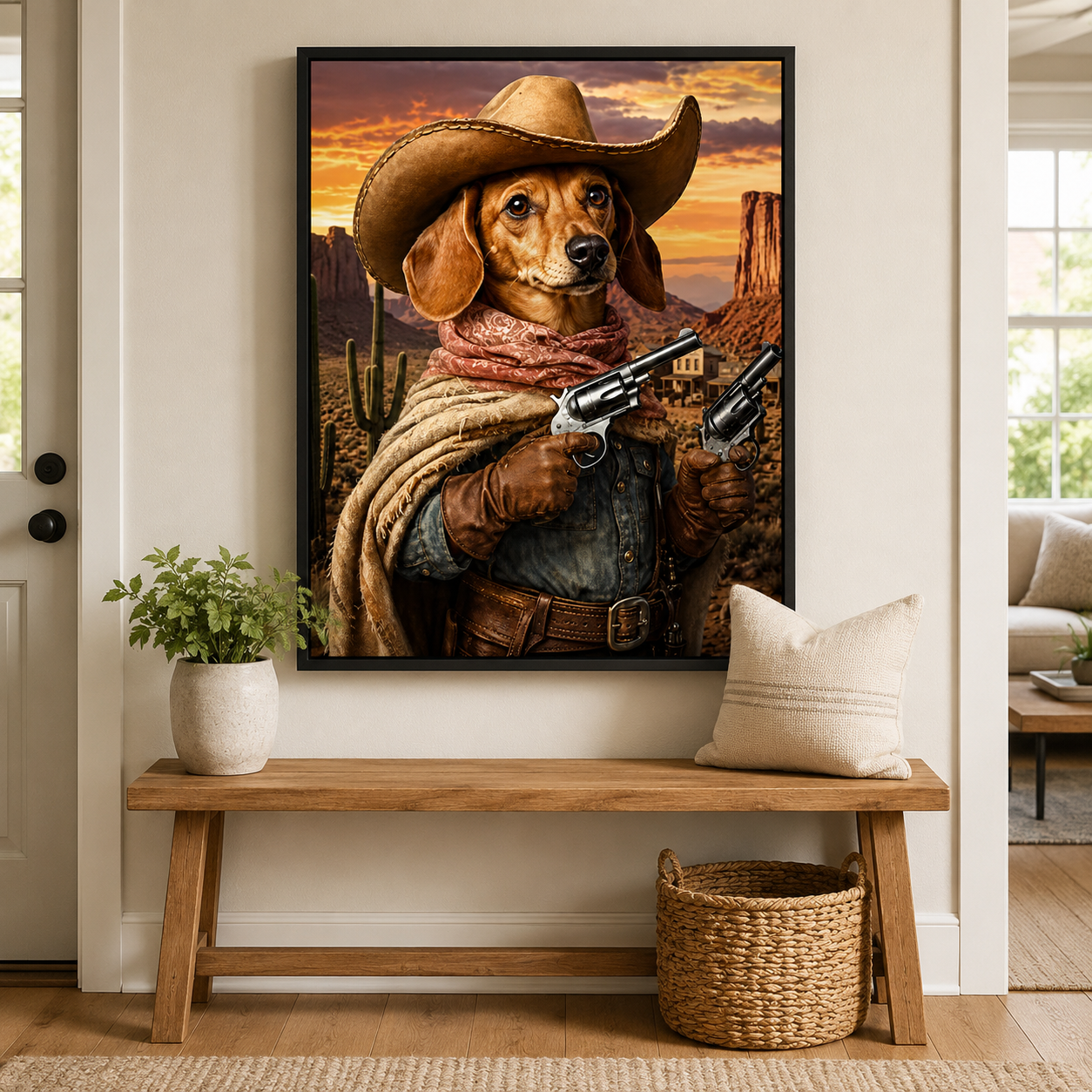 Custom Cowboy Pet Portrait Canvas Aura Canvas
