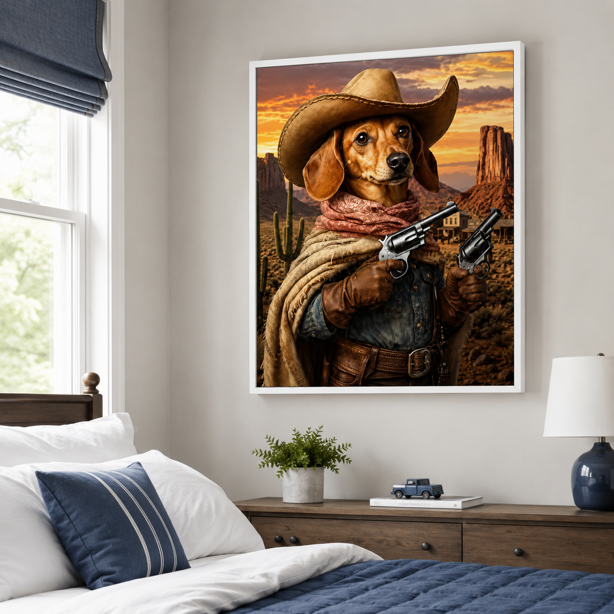 Custom Cowboy Pet Portrait Canvas Aura Canvas