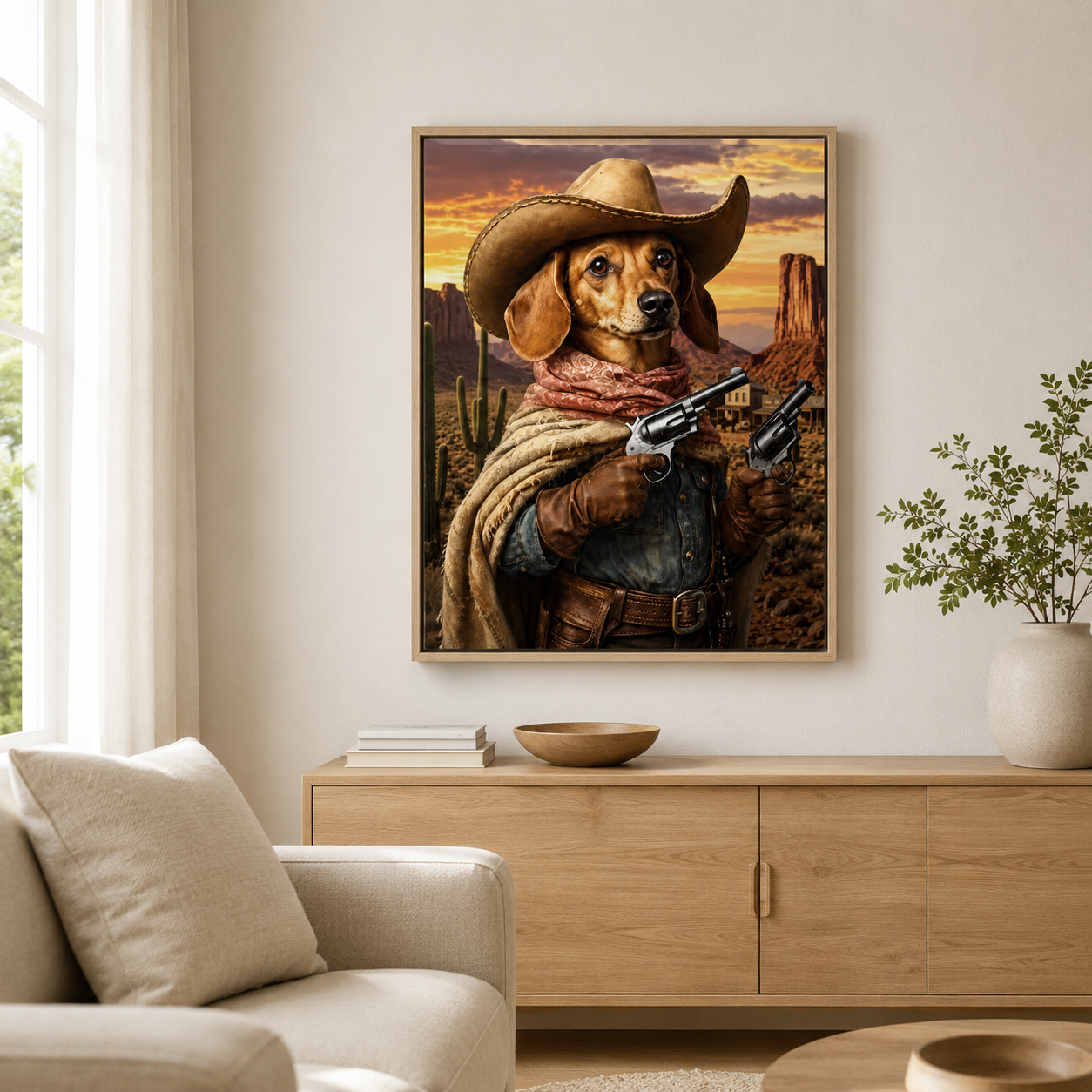 Custom Cowboy Pet Portrait Canvas Aura Canvas
