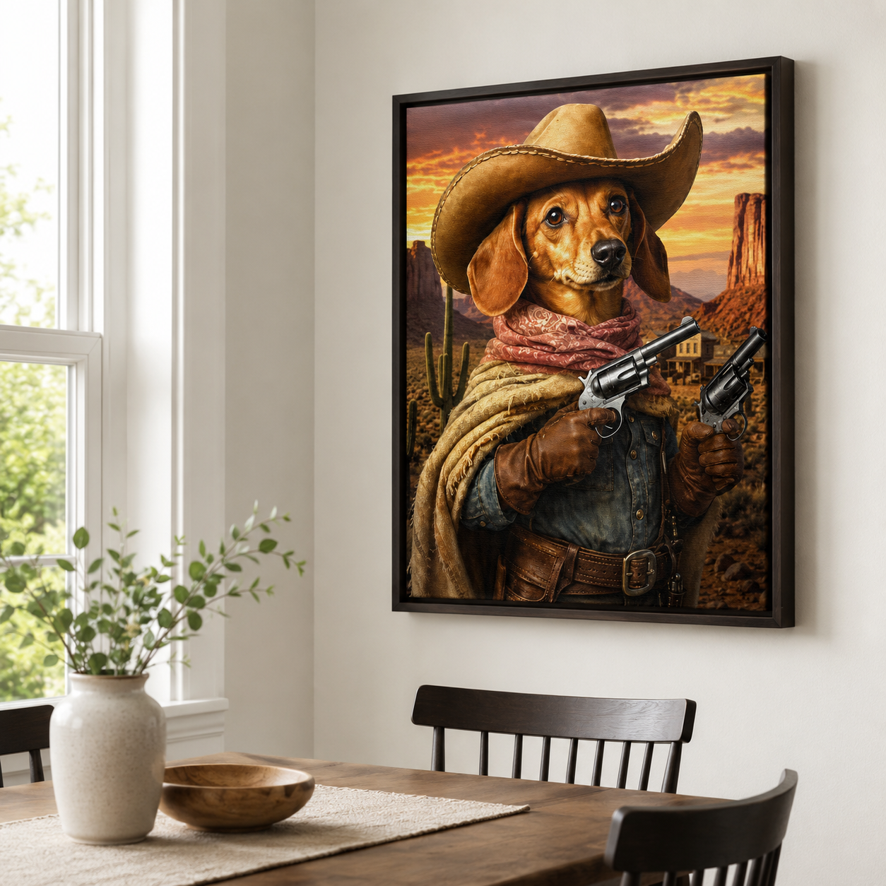 Custom Cowboy Pet Portrait Canvas Aura Canvas