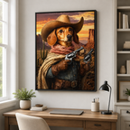 Custom Cowboy Pet Portrait Canvas Aura Canvas