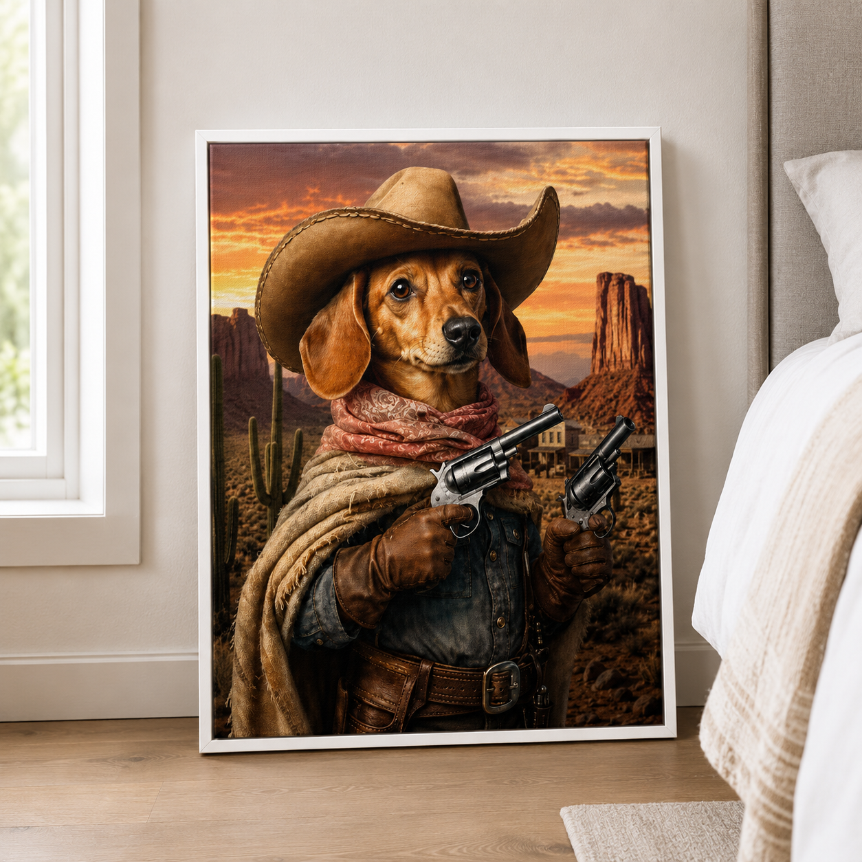 Custom Cowboy Pet Portrait Canvas Aura Canvas