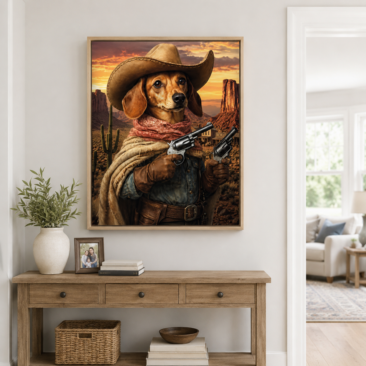 Custom Cowboy Pet Portrait Canvas Aura Canvas