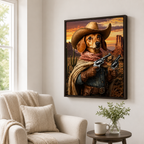 Custom Cowboy Pet Portrait Canvas Aura Canvas
