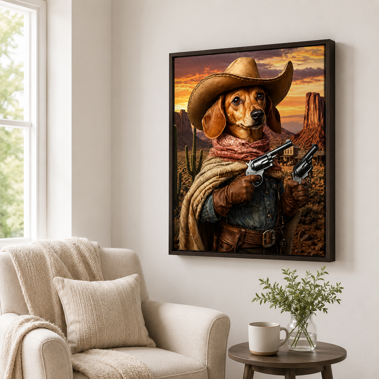 Custom Cowboy Pet Portrait Canvas Aura Canvas