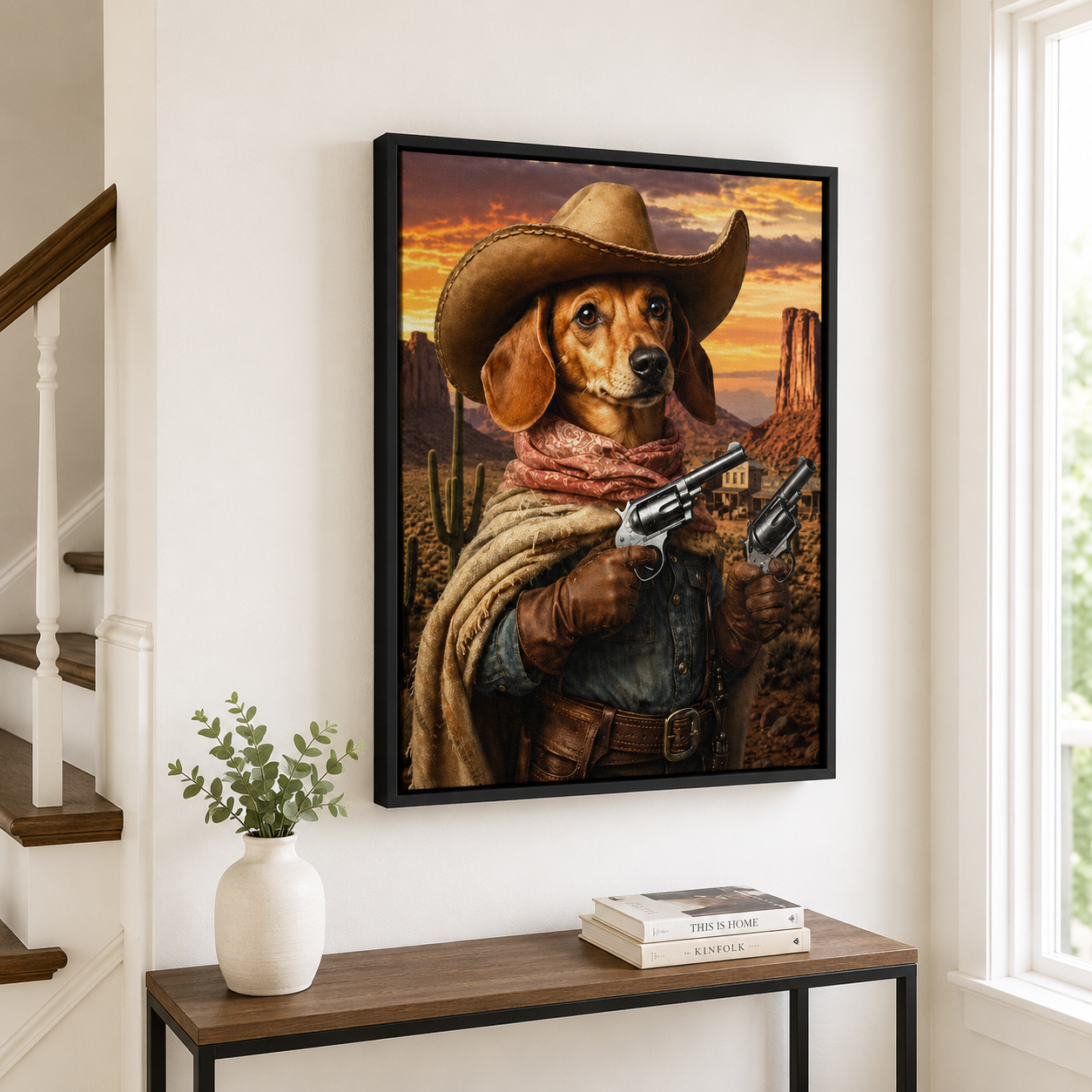 Custom Cowboy Pet Portrait Canvas Aura Canvas