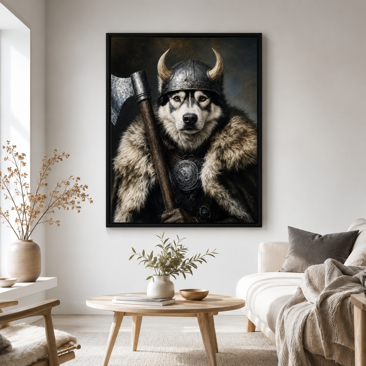 Custom Viking Pet Portrait Canvas Aura Canvas